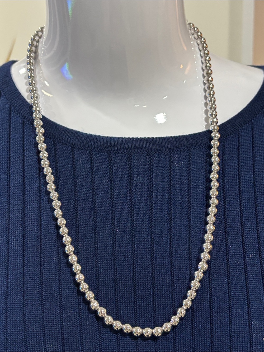 Vintage Monet Silver Beaded Necklace